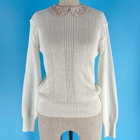 Empire Sweaters - 80s lace collar sweater 1980s vintage Empire Gene Stuart